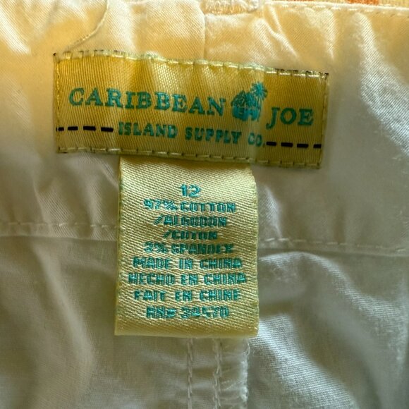 Caribbean Joe White Cargo Crop Pants - Size 12 - Picture 4 of 4